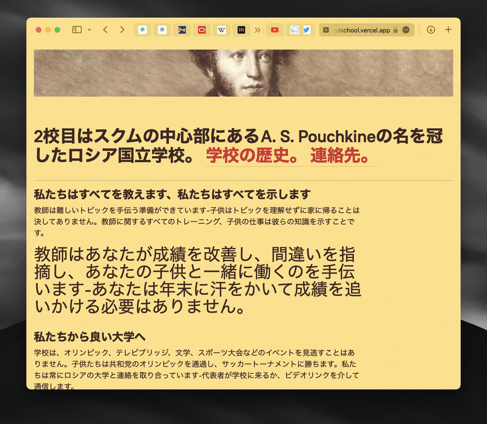 Сайт второй сухумской школы на японском